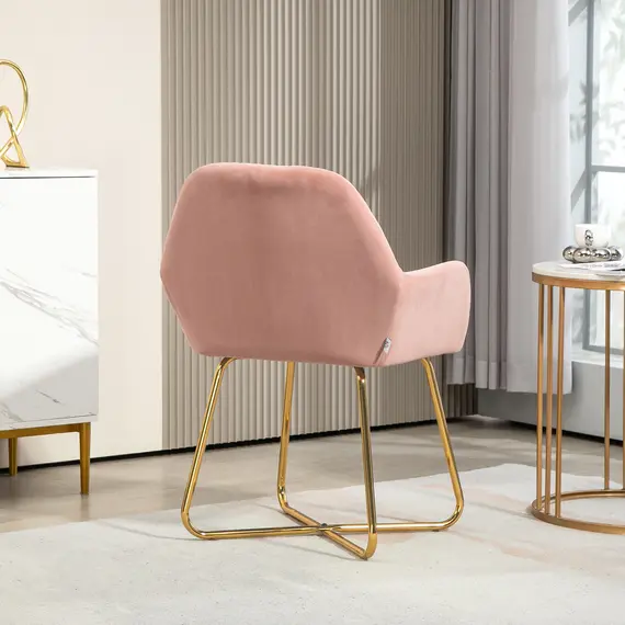 Buy Modern Arm Chair Set of 2 Upholstered Accent Chair with Metal Base for Living Room Pink, 7 image