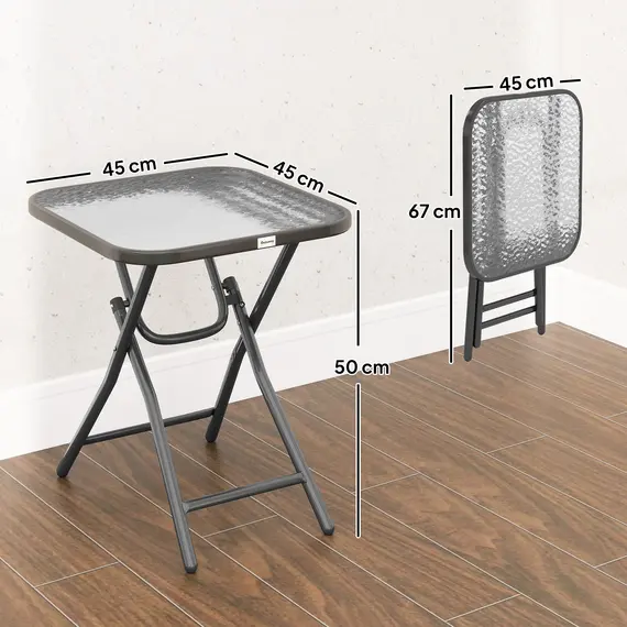 Buy Foldable Garden Table Square Folding Table for Patio Garden 45 x 45 x 50Hcm Black, 3 image