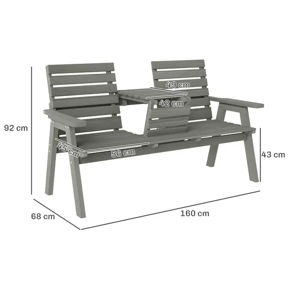 Buy Fir Wood Convertible 2 to 3 Seater Outdoor Garden Bench Grey, 3 image