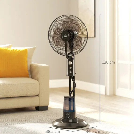 Buy Pedestal Fan with Water Mist Spray, Spray Misting Fan with 70° Oscillation, Tilt Head, 3 Speeds, 3 Modes, Adjustable Mist, 3.2L Water Tank, for Home, 120 cm, 3 image