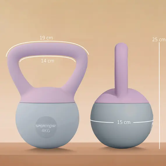Buy SPORTNOW 4KG Soft Kettlebell, Kettle Bell with Non-Slip Handle for Home Gym, Weight Lifting, Strength Training, Purple/Grey, 3 image