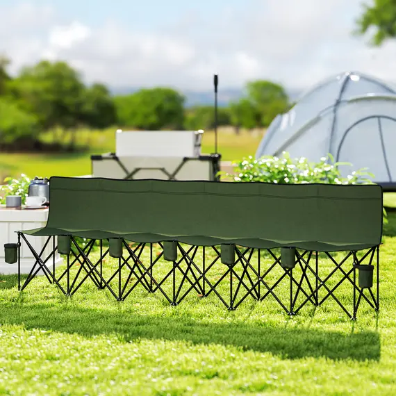 Buy 6 Seater Folding Camping Chair with Cup Holder & Carry Bag - Green, 2 image