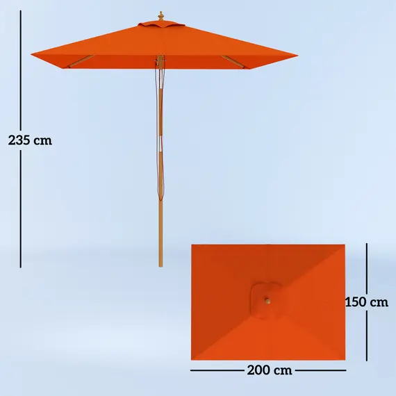 Buy Outsunny 2m Tilting Wooden Pole Parasol - Orange, 3 image