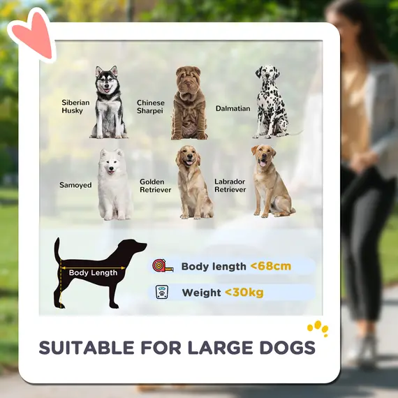 Buy PawHut Foldable Pet Stroller for Large Dogs with 4 Big Wheels, Shock-Absorbing Frame, Safety Leashes, Brakes, Dark Grey, 4 image