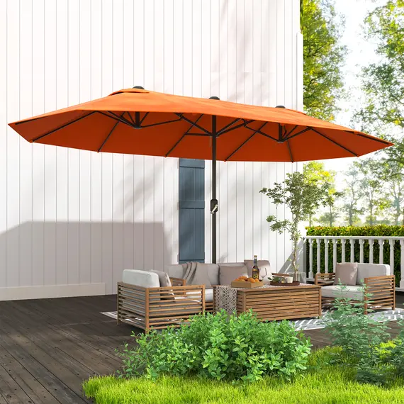 Buy Outsunny 4.6m Double Garden Parasol - Orange, 8 image