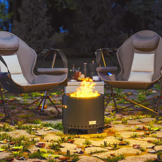 Buy Smokeless Steel Fire Pit, with Poker - Grey, 9 image