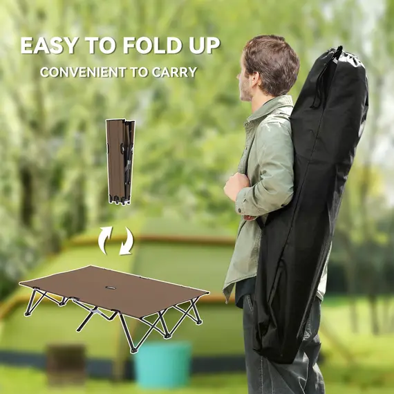 Buy Double Camping Cot Bed, with Bag - Khaki, 5 image