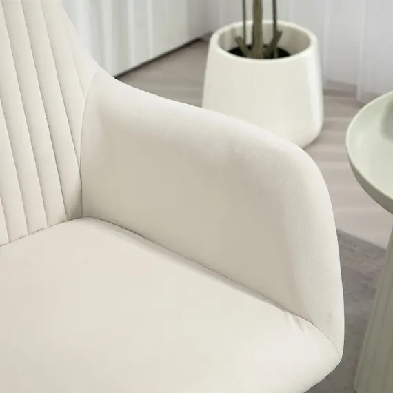Buy Modern Arm Chair Set of 2 Upholstered Accent Chair with Metal Base for Living Room Cream White, 8 image