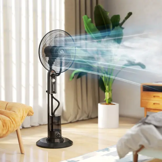 Buy Pedestal Fan with Water Mist Spray, Spray Misting Fan with 70° Oscillation, Tilt Head, 3 Speeds, 3 Modes, Adjustable Mist, 3.2L Water Tank, for Home, 120 cm, 2 image