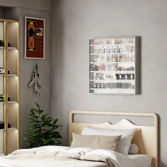 Buy Six Shelf Display Cabinet, with Glass Doors - Graphite Wood Effect, 8 image