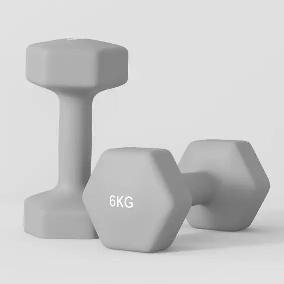 Buy SPORTNOW 2 x 6kg Hexagonal Dumbbells Weights Set with Non-Slip Grip for Home Gym Workout, Grey, 8 image