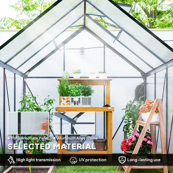 Buy Outsunny 190 x 190cm Walk-In Polycarbonate Greenhouse, 4 image