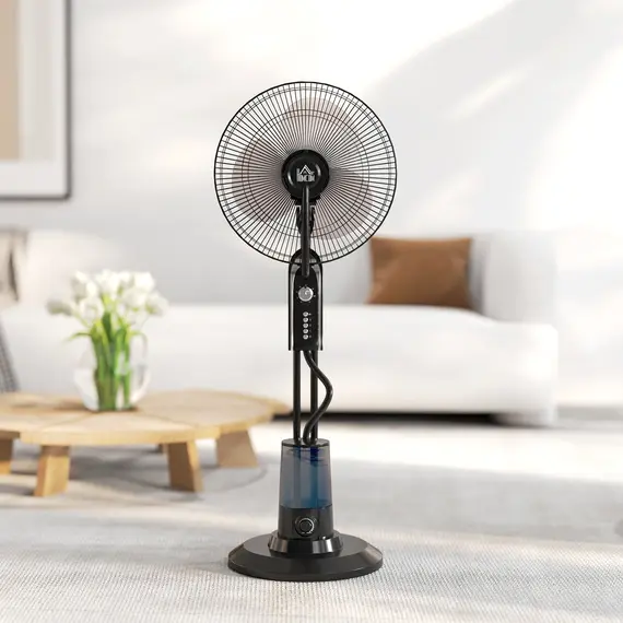 Buy Pedestal Fan with Water Mist Spray, Spray Misting Fan with 70° Oscillation, Tilt Head, 3 Speeds, 3 Modes, Adjustable Mist, 3.2L Water Tank, for Home, 120 cm, 9 image