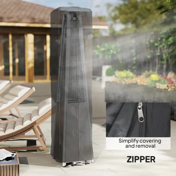 Buy Outsunny Heavy Duty Gas Pyramid Patio Heater Cover, Full Length Outdoor Heater Cover Protector, UPF 30+ Oxford Fabric with Zipper, Black, 6 image