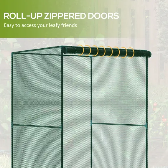 Buy Outsunny Set of 2 Fruit Cage Bird Netting, Vegetable Plant Protection Tent with Zipped Door, Anti Bird, Insects, Small Animals, 1.2 x 1.2 x 1.8m, Dark Green, 6 image