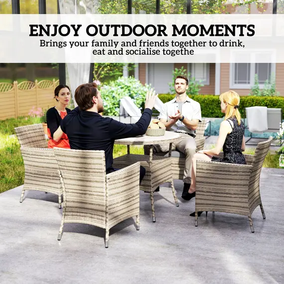 Buy Five-Piece Rattan Garden Set, with Two-Tier Table - Grey, 4 image