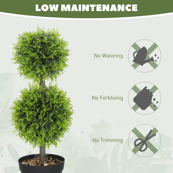 Buy Set of 2 Decorative Artificial Trees, Topiary Ball-shaped Boxwood Trees in Pot, Fake Plants for Home Indoor outdoor Decor, 60cm, 2 Tree Balls, 6 image