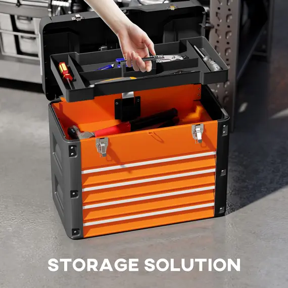 Buy 4 Drawers Large Toolbox - Orange, 4 image