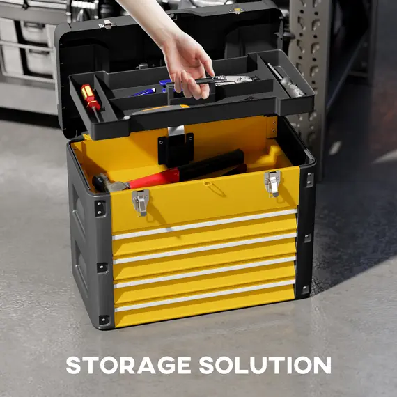 Buy 4 Drawers Large Toolbox - Yellow, 4 image