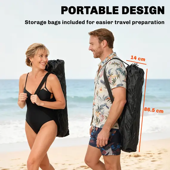 Buy Set of 2 Reclining Folding Camping Chair w/ Detachable Footrest, Storage Bag, Cup Holder & Headrest, Lightweight Portable Camp Chair for Beach, Picnic, Orange and Black, 6 image
