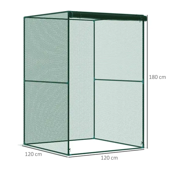 Buy Outsunny Set of 2 Fruit Cage Bird Netting, Vegetable Plant Protection Tent with Zipped Door, Anti Bird, Insects, Small Animals, 1.2 x 1.2 x 1.8m, Dark Green, 3 image
