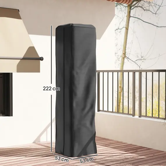 Buy Outsunny Heavy Duty Gas Pyramid Patio Heater Cover, Full Length Outdoor Heater Cover Protector, UPF 30+ Oxford Fabric with Zipper, Black, 3 image