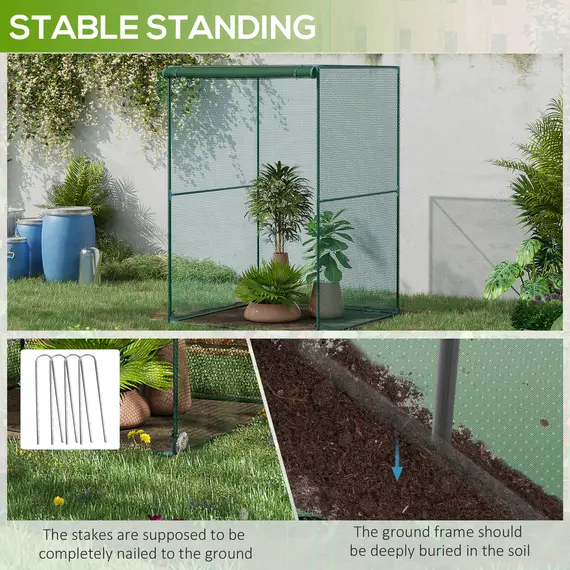 Buy Outsunny Set of 2 Fruit Cage Bird Netting, Vegetable Plant Protection Tent with Zipped Door, Anti Bird, Insects, Small Animals, 1.2 x 1.2 x 1.8m, Dark Green, 7 image