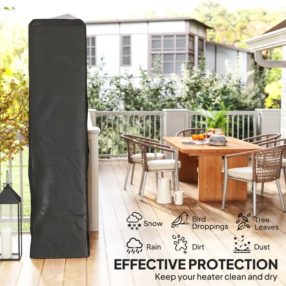 Buy Outsunny Heavy Duty Gas Pyramid Patio Heater Cover, Full Length Outdoor Heater Cover Protector, UPF 30+ Oxford Fabric with Zipper, Black, 5 image