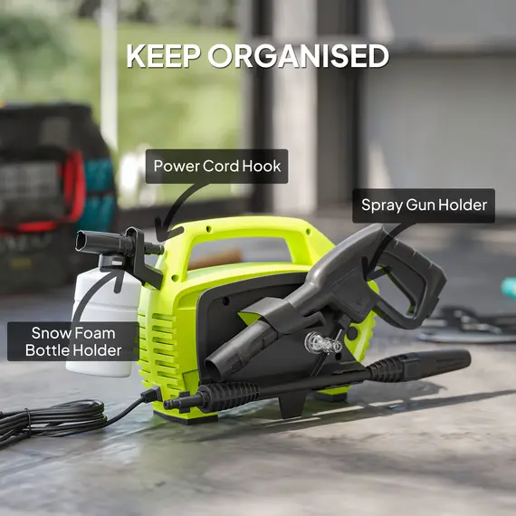 Buy 1600W 130-Bar Pressure Washer - Green, 7 image