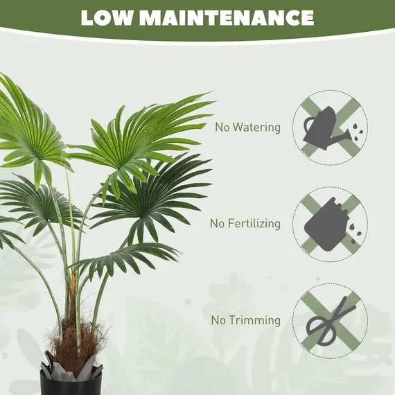 Buy 94cm Artificial Palm Tree, Decorative Artificial Plant with Lifelike PEVA Leaves and Coconut Coir, Fake Tree with Plastic Pot and Flocking for Home Office Decor, Green, 6 image