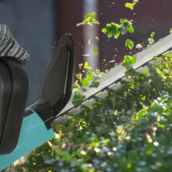Buy 20" Cordless Hedge Trimmer, 18V Electric Hedge Cutter with 51cm Dual Action Blade, 2 x 4000mAh Batteries and Brushless Motor for Garden Branches, Shrubs, Twigs, Blue, 8 image