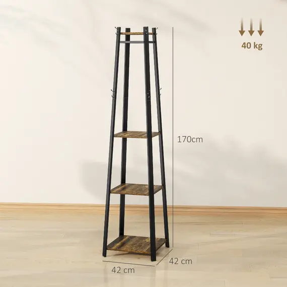 Buy Compact Freestanding Coat Rack -  Black/Brown, 3 image