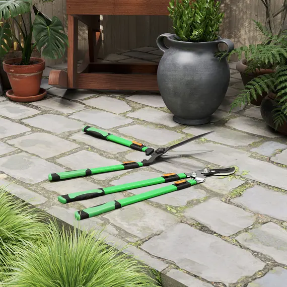 Buy 2 Pcs Garden Shears Set, Tree Lopper, Hedge Shears with Telescopic Extendable Handles, Garden Shears for Hedges, Shrubs and Bushes, Lightweight Shrub Care Kit for Cutting, Trimming, 8 image