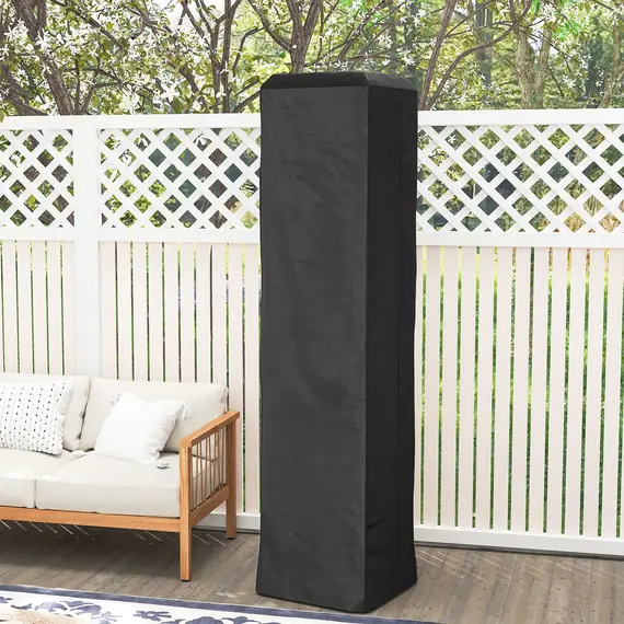Buy Outsunny Heavy Duty Gas Pyramid Patio Heater Cover, Full Length Outdoor Heater Cover Protector, UPF 30+ Oxford Fabric with Zipper, Black, 7 image