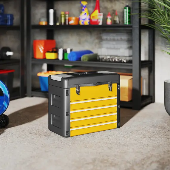 Buy 4 Drawers Large Toolbox - Yellow, 9 image