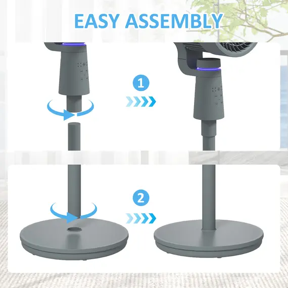 Buy Pedestal Air Circulation Fan with Oscillating, Light Off, Grey, 8 image
