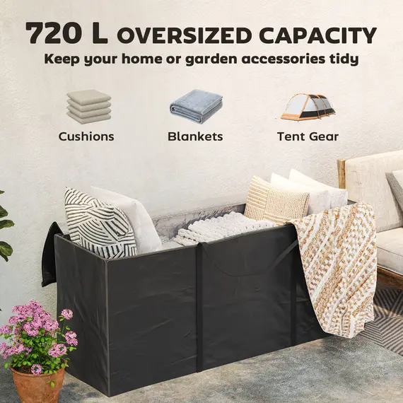 Buy 720 L Waterproof Garden Cushion Storage Bag - Black, 5 image