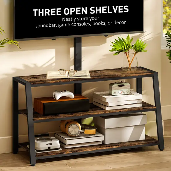 Buy Industrial-Style TV Stand, with 35° Swivel Bracket - Dark Brown, 5 image