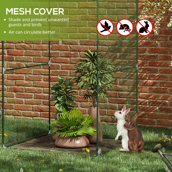Buy Outsunny Set of 2 Fruit Cage Bird Netting, Vegetable Plant Protection Tent with Zipped Door, Anti Bird, Insects, Small Animals, 1.2 x 1.2 x 1.8m, Dark Green, 4 image