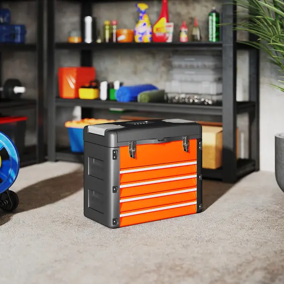 Buy 4 Drawers Large Toolbox - Orange, 9 image