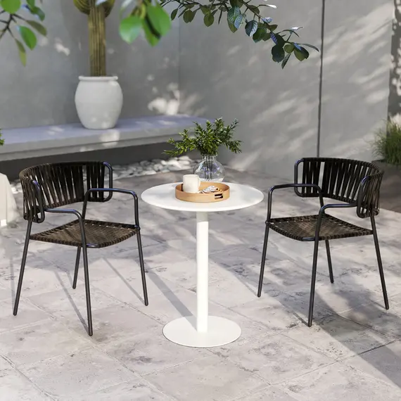 Buy Dining Table, Round Kitchen Table with Steel Base for Living Room, Dining Room, 60 x 60 x 72cm, White, 8 image
