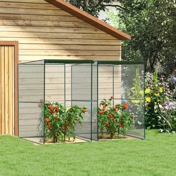 Buy Outsunny Set of 2 Fruit Cage Bird Netting, Vegetable Plant Protection Tent with Zipped Door, Anti Bird, Insects, Small Animals, 1.2 x 1.2 x 1.8m, Dark Green, 2 image