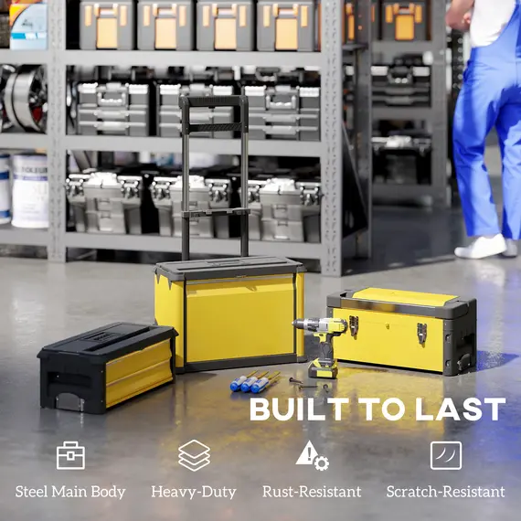 Buy 3-in-1 Stackable Rolling Tool Box - Yellow, 7 image