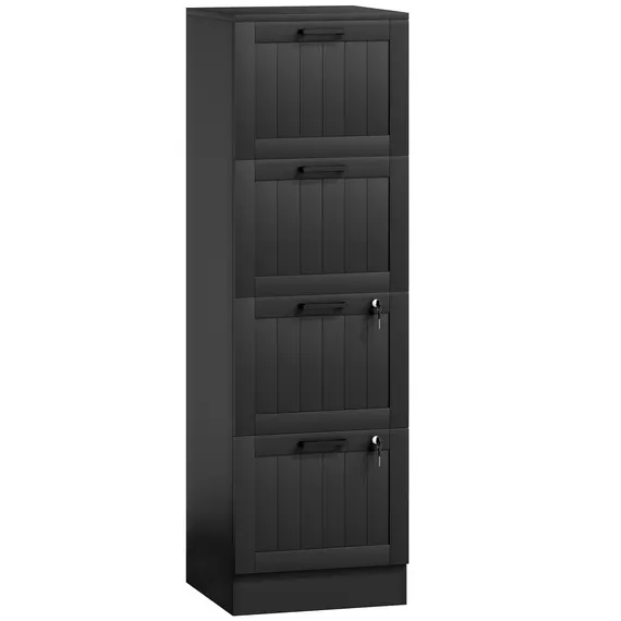 Buy 4 Drawer Filing Cabinet with Lock, Office Storage Cabinet with Adjustable Hanging Bars for A4 Letter Size Files, Black