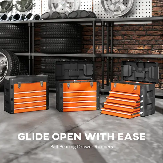 Buy 4 Drawers Large Toolbox - Orange, 6 image