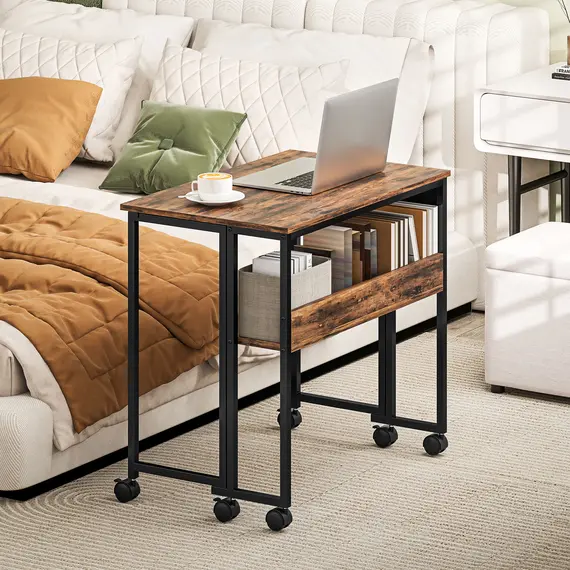 Buy 80 cm Drop Leaf Writing Work Desk - Rustic Brown, 7 image