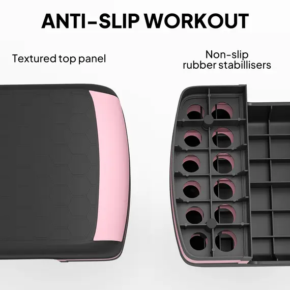 Buy Aerobic Step with 3-Level Adjustable Heights for Home, Office Exercise, Black and Pink, 6 image