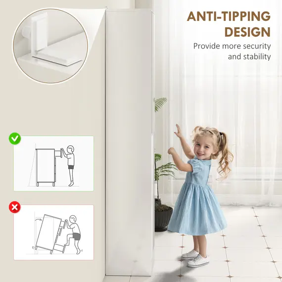 Buy Tall Bathroom Cabinet with Mirror and Adjustable Shelf - High Gloss White, 6 image