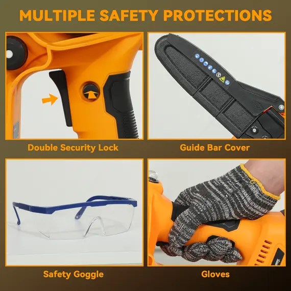 Buy Mini Pruning Saw Cordless, 8 Inch Electric Pruning Saw with 2 x 4000mAh Batteries, Brushless Motor and Safety Lock for Tree Trimming, Garden, Wood Cutting, Orange, 6 image
