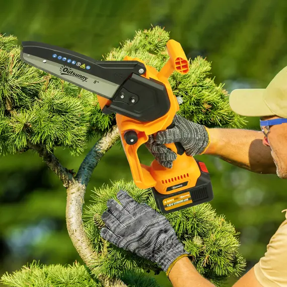 Buy Mini Pruning Saw Cordless, 8 Inch Electric Pruning Saw with 2 x 4000mAh Batteries, Brushless Motor and Safety Lock for Tree Trimming, Garden, Wood Cutting, Orange, 2 image